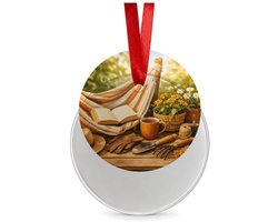 Mr Cadeautjes Glazen cirkel Ø 8,9 cm - design Een tuinbank of hangmat in een rustige tuin met hobbyspullen | cadeau
