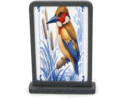 Mr Cadeautjes Houten fotolijst rechthoek met MDF inleg - design Elegante zeedier-illustratie met porseleinen rand | cadeau
