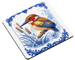 Mr Cadeautjes MDF magnetische fotolijst vierkant 9,5 - design Elegante zeedier-illustratie met porseleinen rand | cadeau