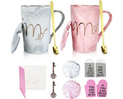 Mr en Mrs koffiekopjes met marmerpatronen 12oz, keramische koffiemokken, huwelijkscadeaus voor pasgetrouwden, cadeau voor verjaardagen, Valentijnsdag, jubileum en Kerstmis