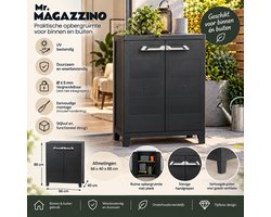 Mr. Magazzino Opbergkast – Binnen & Buiten – 2 Deuren – UV-bestendig – Vergrendelbaar – 66 x 40 x 88 cm – Zwart