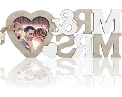 Mr & Mrs Bruiloft Decoratie met Hart Fotolijst - Tafeldecoratie - Cadeau voor Bruiloftspaar - Collega's - Jubileumviering