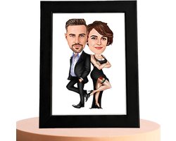 Mr. & Mrs. Karikatuur - Jouw Foto in Stijl - Cadeau - Verjaardag - Kerst - Kado - Valentijn - Gepersonaliseerd Cadeau