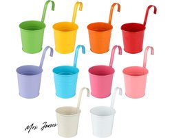 Mrs. Jones 10 stuks- opknoping bloempotten- ijzeren planten potten- emmer plantenbak met drainage gat- perfect voor tuin thuis Décor 10 stuks .