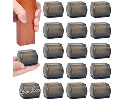 Mrs. Jones 16 stuks rechthoekige stoelpoot-vloerbeschermers voor hardhouten vloeren zwarte beschermdoppen stoelglijders meubelpootkussens - meubelbescherming vloerenco .