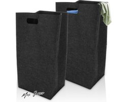 Mrs. Jones 2 stuks opvouwbare wasmand - 60 liter - smalle wasmand - zwart - draagbaar - verdikt wasreservoir - slaapkamer badkamer .