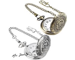 Mrs. Jones 2 stuks vintage retro kwarts zakhorloges met ketting voor mannen vrouwen vader opa verjaardag jubileum (brons en . .