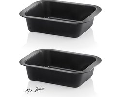 Mrs. Jones 2 x kleine en diepe ovenschaal met antiaanbaklaag - ideaal voor lasagne, braadpan en taartplaat - koolstofstaal rechthoekig zwart .