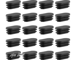 Mrs. Jones 20 stuks stoelpootbeschermers - kunststof eindkappen - vloerbeschermers voor meubelpoten - zwart - ovaal - 20 x 40 mm .