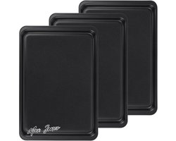 Mrs. Jones 3 stuks grote ovenschaal 37 x 26 cm lasagne ovenschaal bakvorm taartvorm zwart - Groot formaat, BPA-vrij .