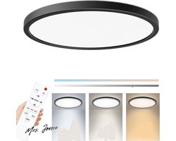 Mrs. Jones 30W 4000LM LED Plafondlamp Dimbaar Afstandsbediening 3000K/4500K/6500K Kleurtemperatuur Instelbare Plafondlamp Platte Ronde Zwarte Waterdichte Moderne Woonkamer Badkamer Hal .