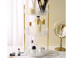 Mrs. Jones 360° draaibare make-uptafel organizer dieren badkamer parfum cosmetica Lazy Susan nagellak opslag dressers kaptafel skincare transparant. .