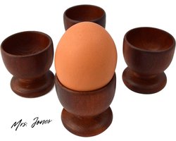 Mrs. Jones 4 bruine houten eieren kopjes set - keuken accessoires servies .