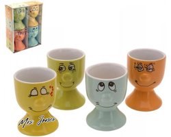Mrs. Jones 4-delige set eierdopjes funny face porselein - keukenaccessoires ontbijt tabeldecoratie .