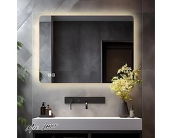 Mrs. Jones 80x60 cm grote badkamerspiegel met touch dimbaar warm wit/koud wit licht anti-condens - wandspiegel voor badkamer toilet hall achterverlichting .