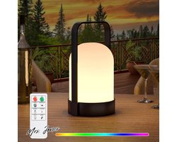 Mrs. Jones Accu-buitenlamp met afstandsbediening en USB-oplaadbaar - Draadloos dimbaar - Warmwit - 8 kleuren - Tafellamp voor buiten - Waterdicht - Tuin balkon camping .