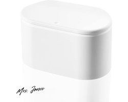 Mrs. Jones Afvalemmer kleine vuilnisemmer kantoor prullenmand met deksel voor badkamer keuken draagbare handgreep afvalbak wit - plastic mini_bins bin_trash_can .
