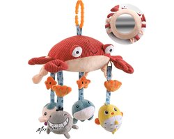 Mrs. Jones Baby opknoping speelgoed - buik tijd spiegel beweegbare wieg activiteit pluche dier - zachte kinderwagen sets 0-12 maanden pasgeboren baby - peuter verjaardagscadeau marine .