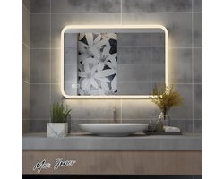 Mrs. Jones Badkamerspiegel 80 x 60 cm LED verlichting muur spiegel koel wit dimbaar - condensvrij - badkamer slaapkamer wc .