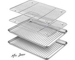 Mrs. Jones Bakplaat & rekset roestvrij staal niet-stick ovenschaal rek grote bakplaat bakken koken heavy duty gemakkelijk schoonmaken vaatwasmachinebestendig 229 x 178 . .
