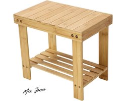 Mrs. Jones Bamboe Stap Kruk Volwassene Opslag Plank Badkamer Woonkamer Slaapkamer Natuurlijke Kleur Langere Kruk Hoogte Verstelbaar .