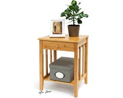 Mrs. Jones Bijzettafel met lade 515x405x305 cm - Natuurlijk nachtkastje van robuust hout .