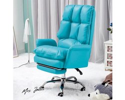 Mrs. Jones Bureaustoel verstelbare rugleuning hoge bekleding lounge met voetensteun ergonomisch design ideaal voor slaapkamer thuis werkkamer werk lichtblauw in hoogte verstelbaar ergonomische stoel .