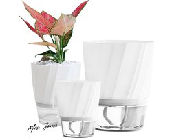 Mrs. Jones Collection Zelfbewaterende potten - Groot formaat - Katoenen lonten - Wateropslag - Kamerplanten - Kruiden .