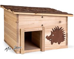 Mrs. Jones CULT at home Bouwpakket met houten bodem hoogte 22 cm voor egelhotel met labyrintingang en egelvoer huis - egelhok slaaphuis decoratie tuin .