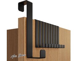 Mrs. Jones Deurhaken Set - 10 stuks 16 cm & 22 cm - Zwart Gecoat Roestvrij Staal Over-Deur Haken voor Kapstok en Opbergrek .