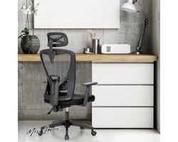 Mrs. Jones Ergonomische Bureaustoel Hoge Rug Mesh Computer Stoel Task Stoel met Verstelbare Hoofdsteun Armsteun en Lumbale Ondersteuning Werkstoel Draaistoel Executive Stoel Thuiskantoor - Comfortabele Zitting Verstelbaar .