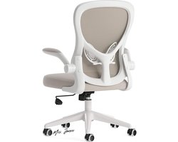 Mrs. Jones Ergonomische bureaustoel met opklapbare armsteun en lumbale ondersteuning verstelbare hoogte grijs - comfortabel zitten - ergonomisch design .