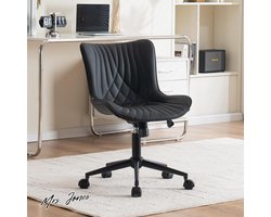 Mrs. Jones Ergonomische bureaustoel schommeldraaistoel loungestoel in hoogte verstelbaar 360° kunstleer draaistoel met wielen thuis computer werk moderne Vanity stoel - Zwart .