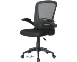 Mrs. Jones Ergonomische bureaustoel Wave Draaistoel - ademende mesh-zitting verstelbare vaste armleuningen robuuste houder van nylon - comfortabel - zwart .