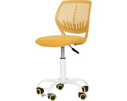 Mrs. Jones Ergonomische draaibare bureaustoel linnen stoffen zitting in hoogte verstelbaar voor kinderen en tieners limoengeel .