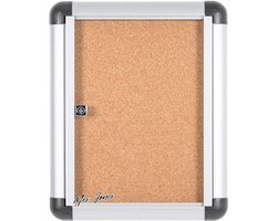 Mrs. Jones Extra Vitrinekast Kurken Oppervlak Geanodiseerd Aluminium 1xA4 Verticaal Stand Alone Standaard Glamour Stijlvol Diamant Bevestigingsopties .