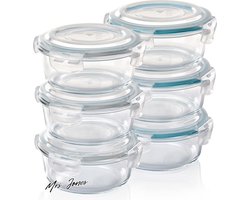 Mrs. Jones Glazen Vershoudbakjes Luchtdicht en Vloeistofdichte Containers - 6 x 620 ml - Ovenschaal met Deksel - Rond .