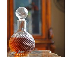Mrs. Jones Glazen whiskykaraf 1000 ml kristalglas met deksel voor wijn-likeur - water vruchtensap presentaties decante drankservice - fles speciale serie karaf geschenkproduct. .