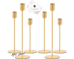 Mrs. Jones Gouden Kandelaars - Set van 6 - Decoratieve Kaarshouder voor Huisdecoratie, Dinerkamers, Kopstukken, Tafelopstellingen & Geschenken .