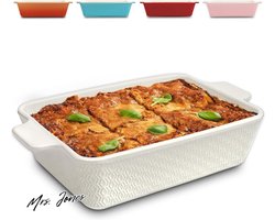 Mrs. Jones Grote keramische braadpan met extra hoge rand en antiaanbaklaag vierkant Wit .