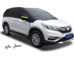 Mrs. Jones Halve Autohoes Waterdicht Universeel Ademend Bescherming tegen Alle Weersomstandigheden Autohoes voor Buiten Zon Regen Stof UV-beschermer Voorruit Zwart SUV tot 45 m-55 m .