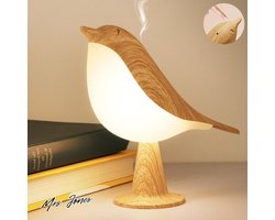 Mrs. Jones Haotao Tafellamp met aanraakbediening - nachtlampje 3-voudig dimbaar - licht in vogelvorm - oplaadbaar via USB - draagbare LED-bureaulamp voor baby kinderen slaapkamer thuis kantoor - .