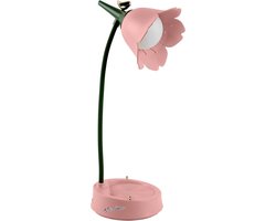 Mrs. Jones Himmel Bureaulamp voor kinderen dimbare led-tafellamp met 3 kleurtemperaturen oplaadbare bureaulamp met aanraaksensor en flexibele arm USB-bedlampje voor lezen leren - roze. .