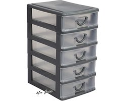 Mrs. Jones Home Basics 5 tier Plastic Lade Organisator - Grijs - Opbergoplossing - Ladekast .