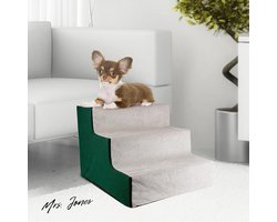 Mrs. Jones Hondentrap met 3 treden voor eenvoudige montage en wasbare hoes - Huisdiertrapje voor kattentrap en slaapbank .