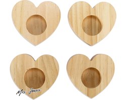Mrs. Jones - Houten eierdopjes - Paasdecoratie van hoge kwaliteit - Voor brunch en ontbijt - Tafeldecoratie Pasen - Hartmotief - Set 3 .
