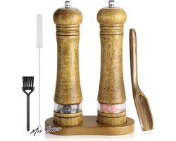 Mrs. Jones Houten Zout- en Pepermolen Set met Onderzetter Handmatige Pepermolen Kruidenmolen Chilimolen 215cm .