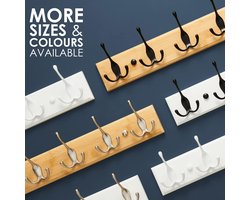 Mrs. Jones Kapstok Muur - Houten Wandkapstok met 6 Mat-Nikkel Haken - 59 cm .