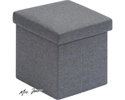 Mrs. Jones Kist Opbergruimte Bankkruk Grijs Opvouwbare Kist Voetenbank - Kinderopbergdoos Gewatteerde Zitkist Deksel 30x30x30cm .