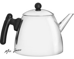 Mrs. Jones Klassieke dubbelwandige roestvrijstalen theepot 12 liter zwart handvat - theepot - zwart - dubbelwandig .